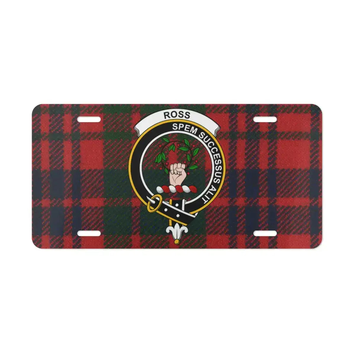 Ross Spem Successus Clan Red Plaid License Plate product