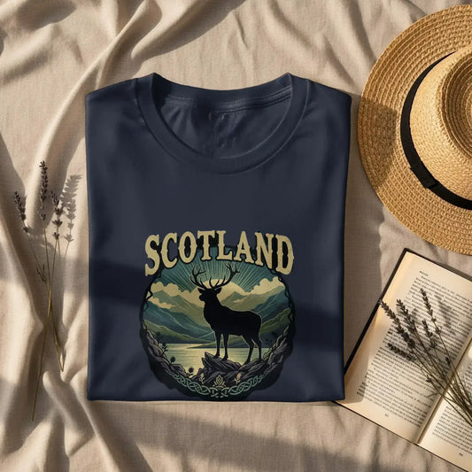 Scotland Scenic Deer Landscape Graphic Tee product