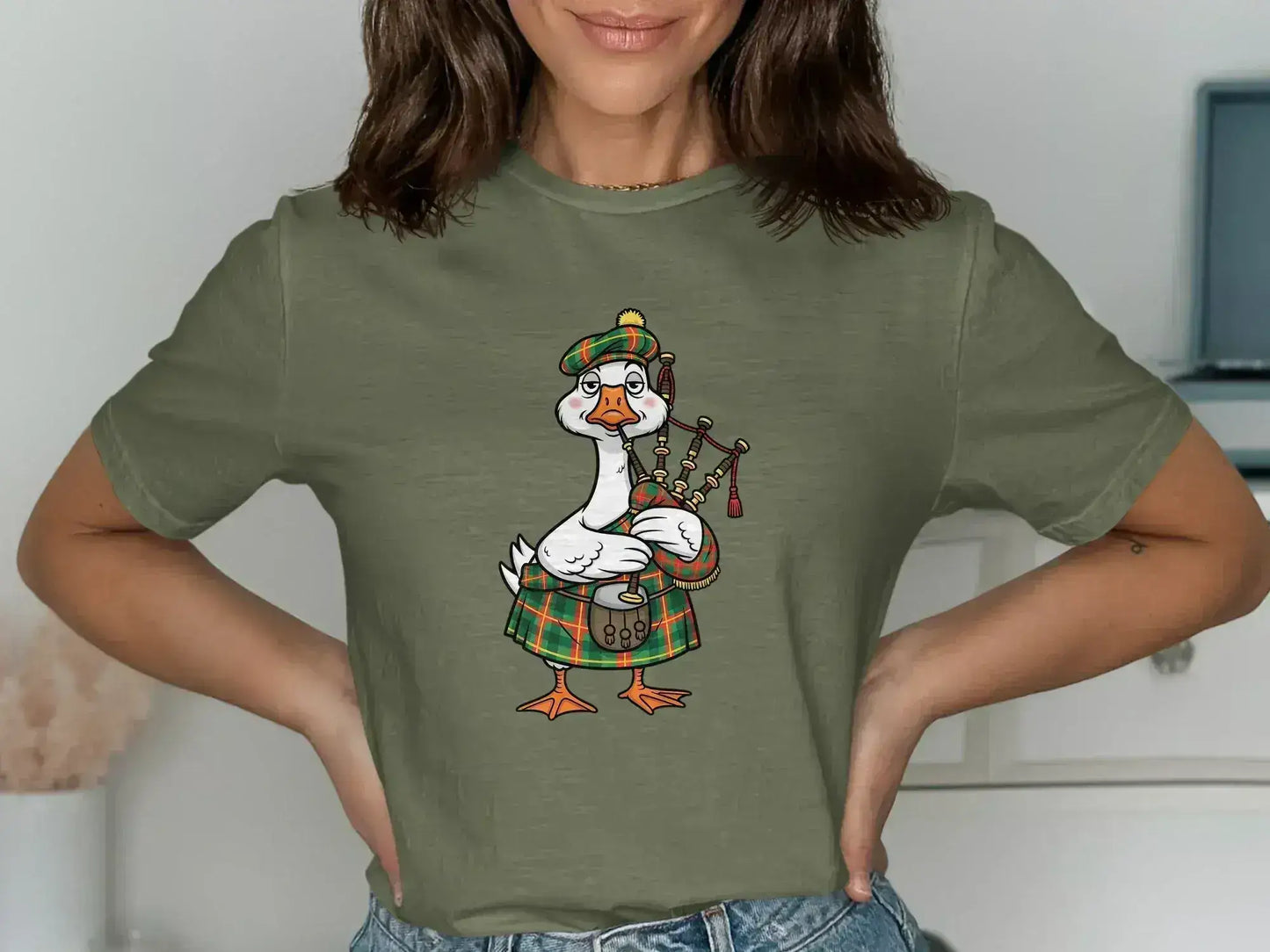 Funny Duck Playing Bagpipes Graphic Tee product type