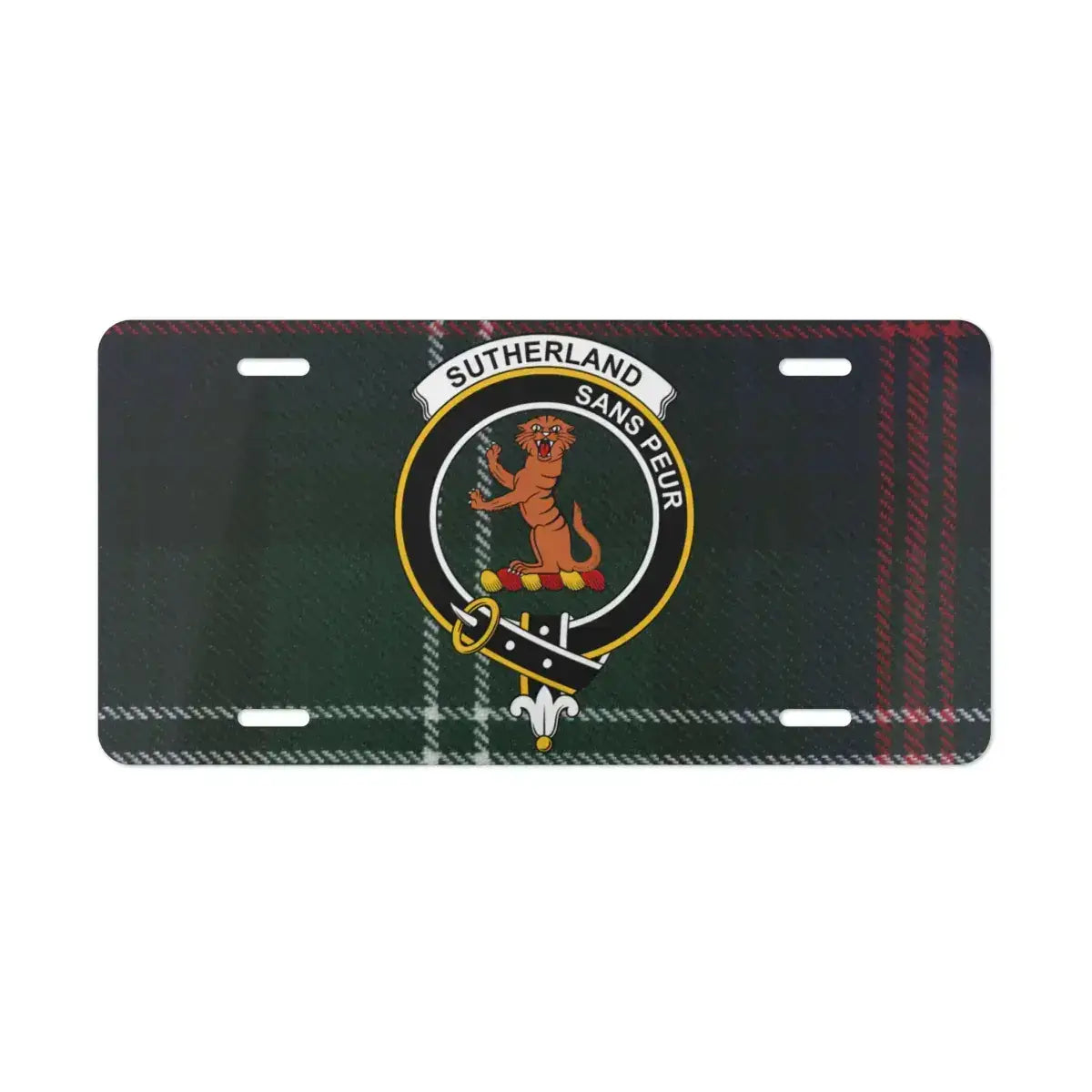 Sutherland Sans Peur Clan Crest Plaid License Plate product