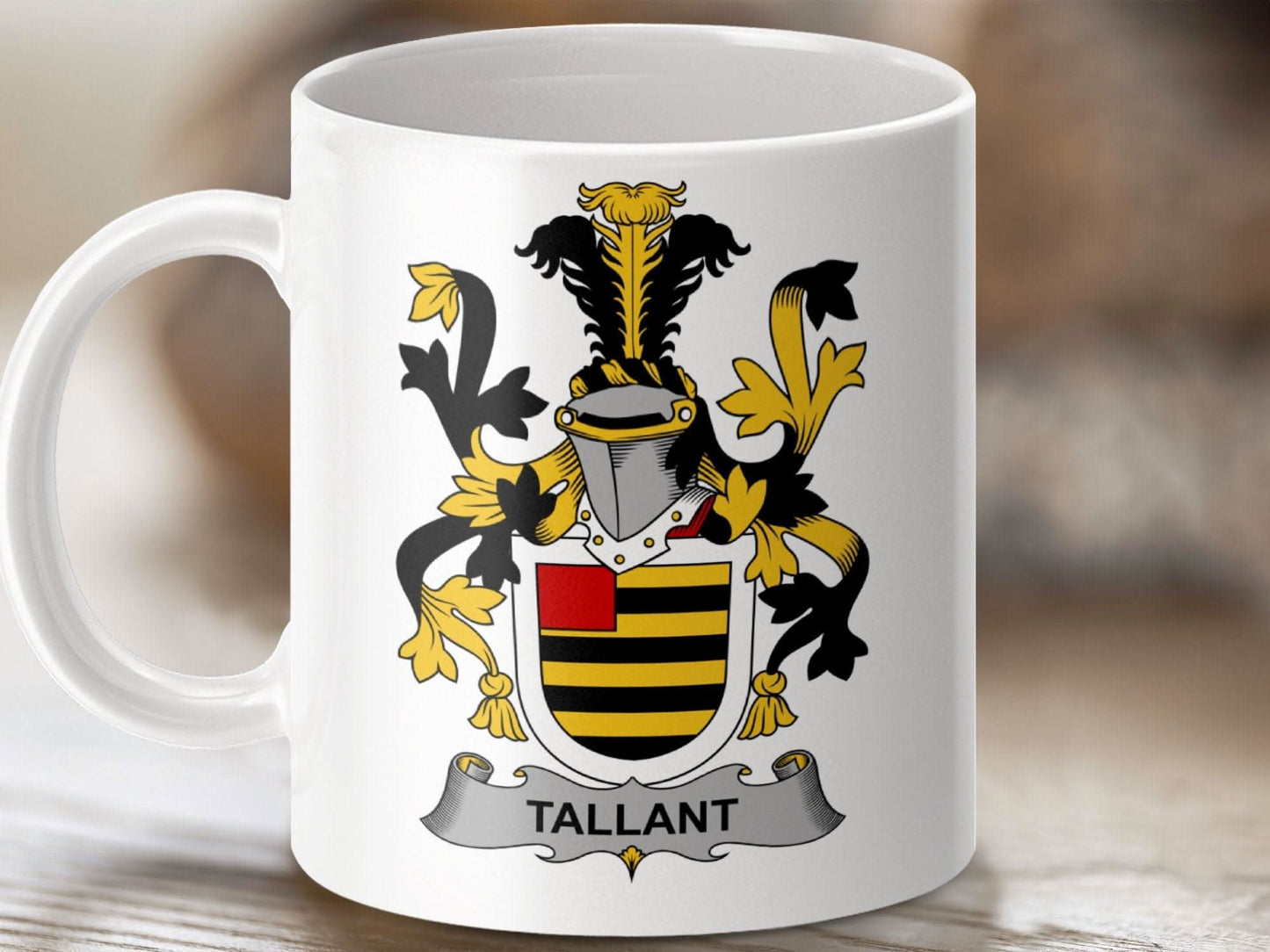 Tallant Family Heraldic Coat of Arms Crest Mug - Celtic Ancestry Gifts