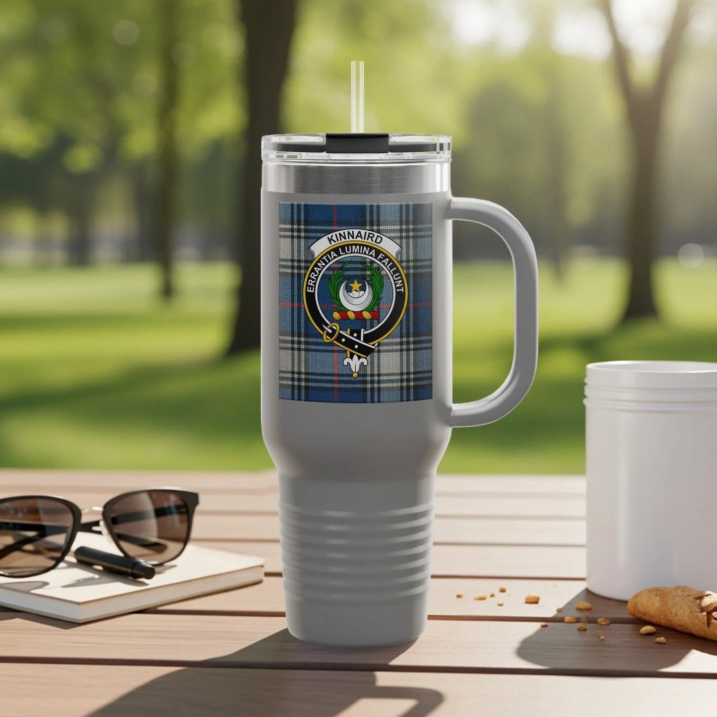 Stylish Kinnaird Clan Crest Pattern Insulated Travel Mug product type