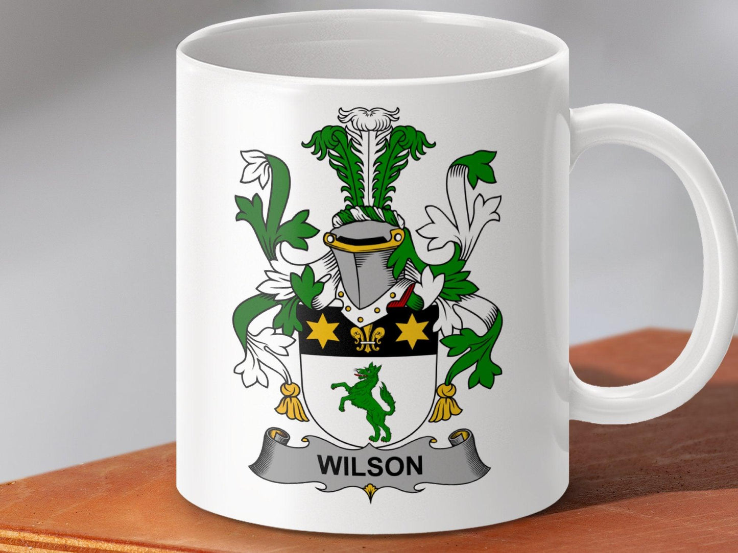 Wilson Family Coat of Arms Heraldry Crest Mug - Celtic Ancestry Gifts