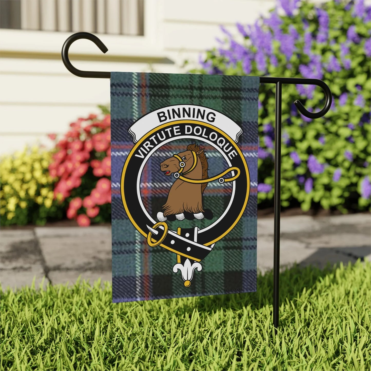 Binning Virtute Doloque Garden Flag product type