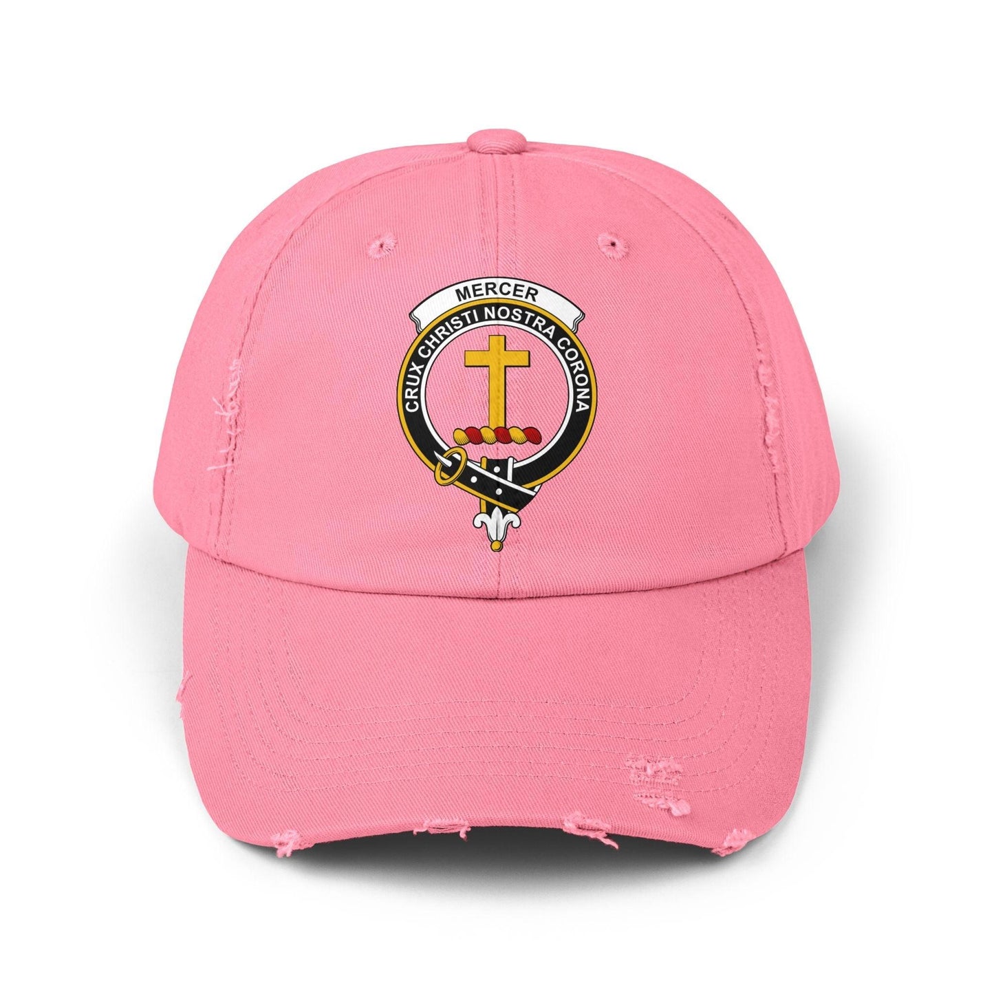 Mercer Clan Crest Scottish Distressed Baseball Cap - Celtic Ancestry Gifts