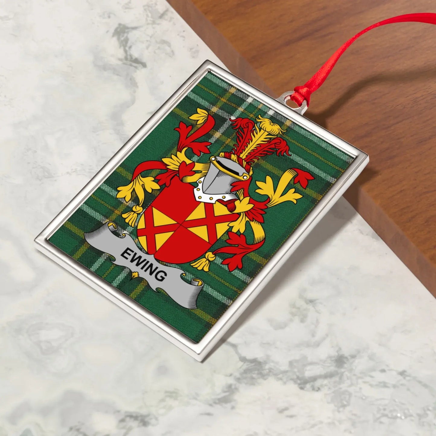 Ewing Family Crest Patterned Rectangular Ornament product type