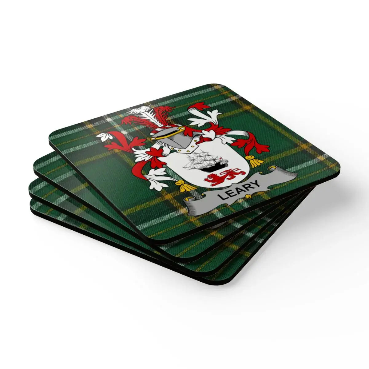 Personalized Family Crest Tartan Coasters product