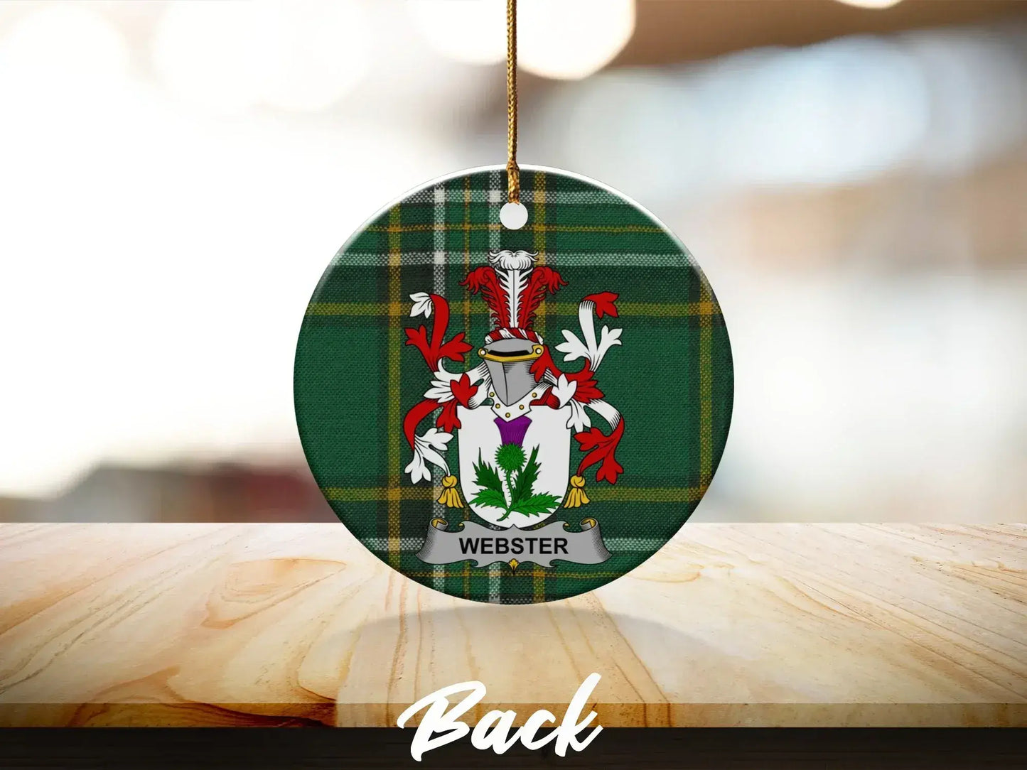 Family Crest Ornament with Tartan Design product type