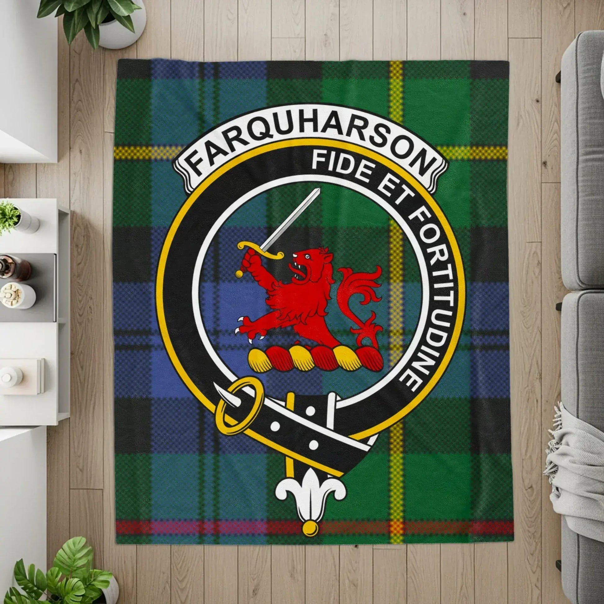 Farquharson Fide Et Fortitudine Tartan Throw Blanket product