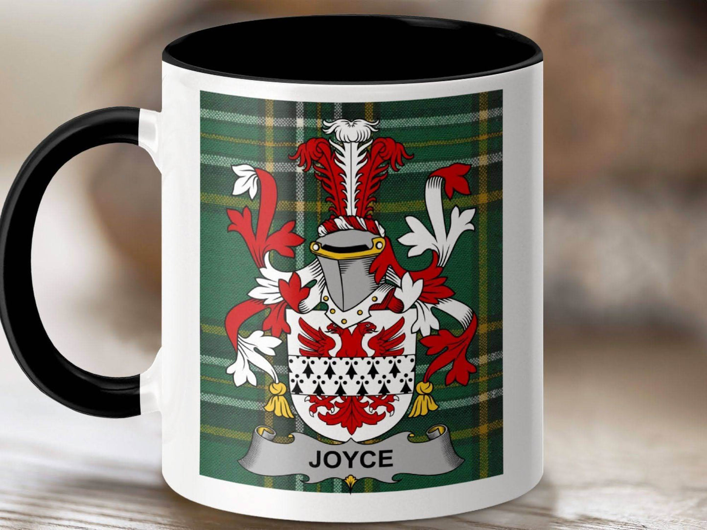 Joyce Surname Family Crest Irish National Tartan Mug - Celtic Ancestry Gifts
