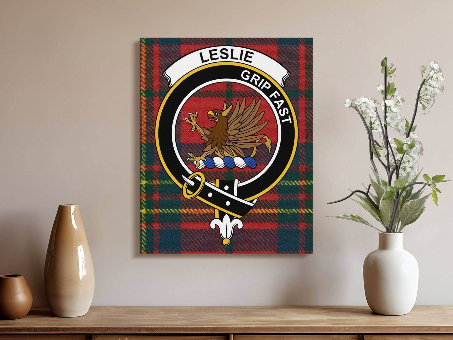Leslie Scottish Clan Crest Canvas - Celtic Ancestry Gifts