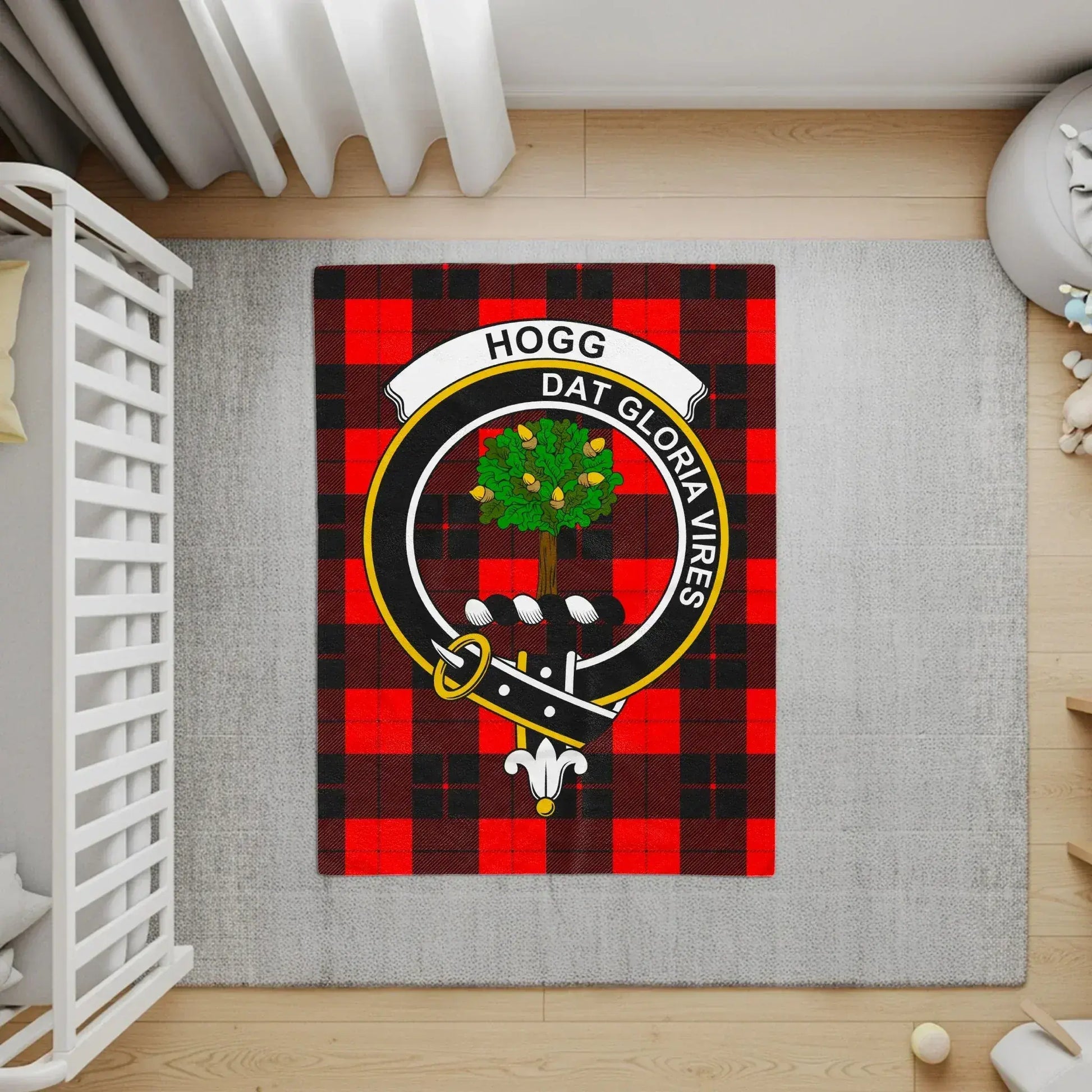 Red Plaid Hogg Dat Gloria Vires Crest Rug product