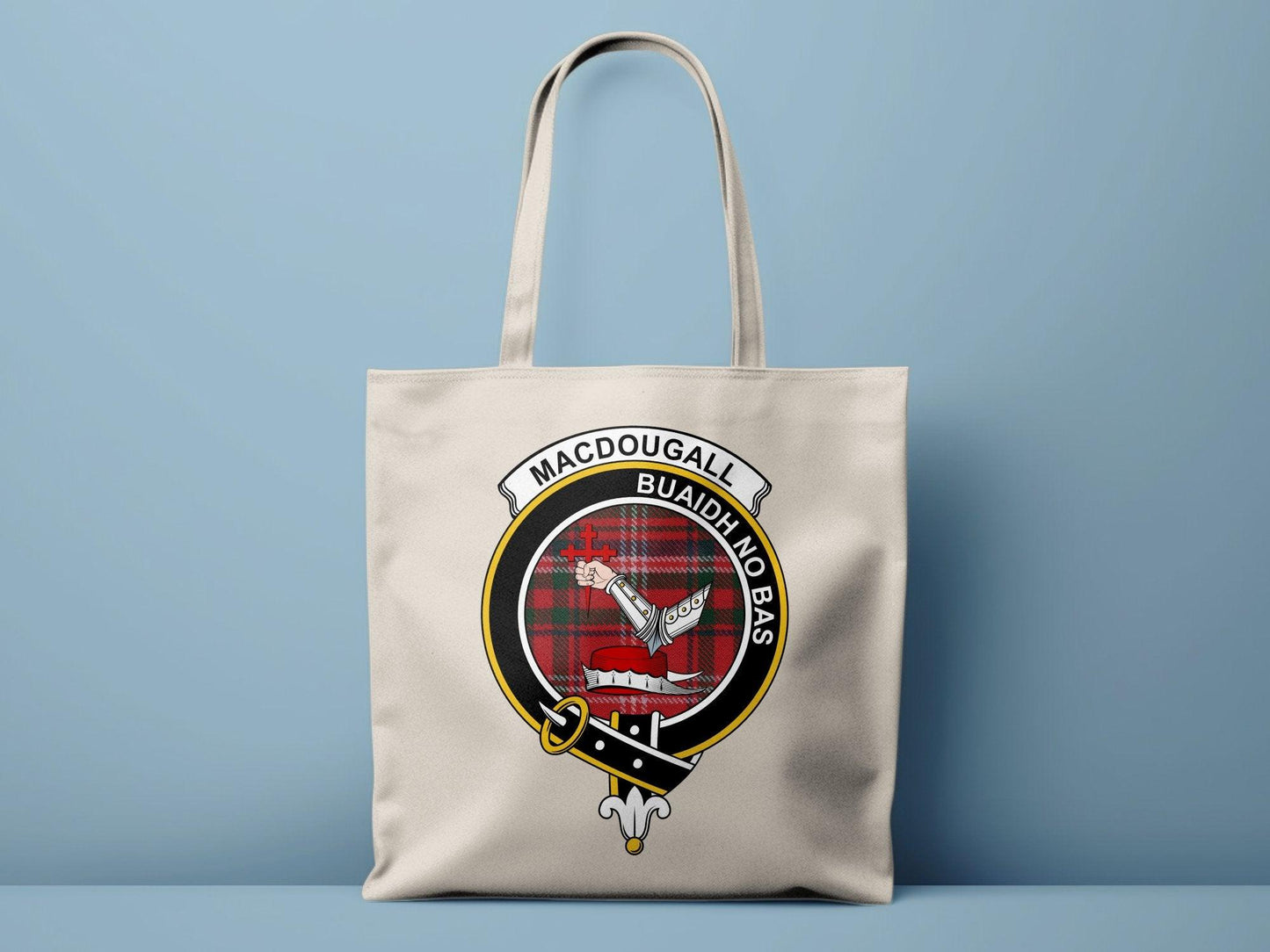 MacDougall Clan Crest Tartan Tote Bags - Celtic Ancestry Gifts