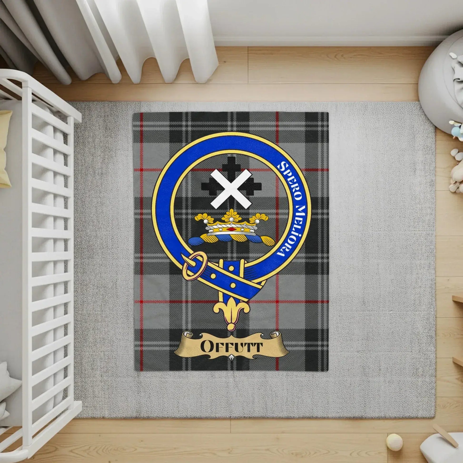 Tartan Plaid Rug with Family Crest Emblem product