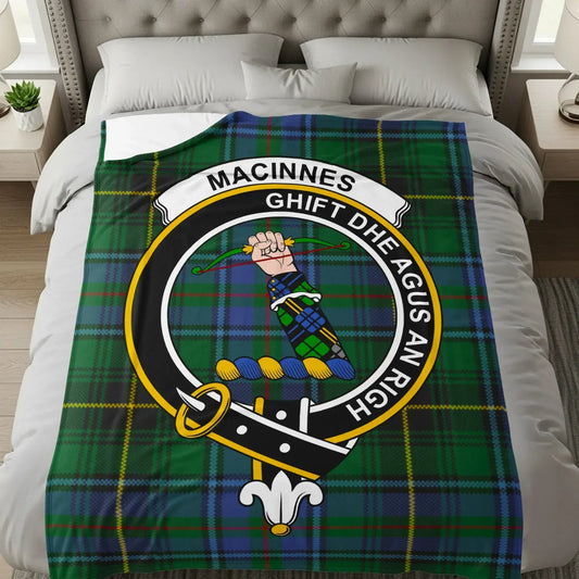 MacInnes Tartan Throw Blanket Crest Design product type