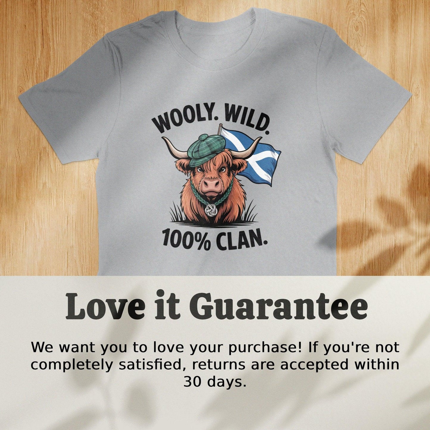 Wooly Wild 100 Percent Clan Highland Cow T-Shirt - Celtic Ancestry Gifts