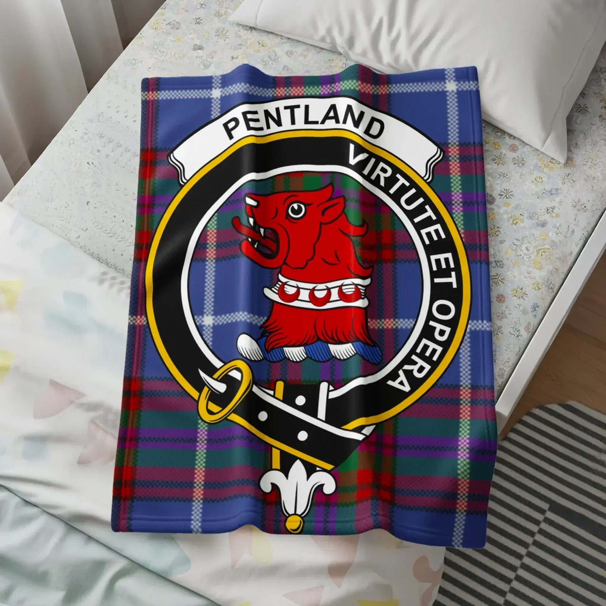Pentland Virtute Et Opera Print On Plaid Bedding product type
