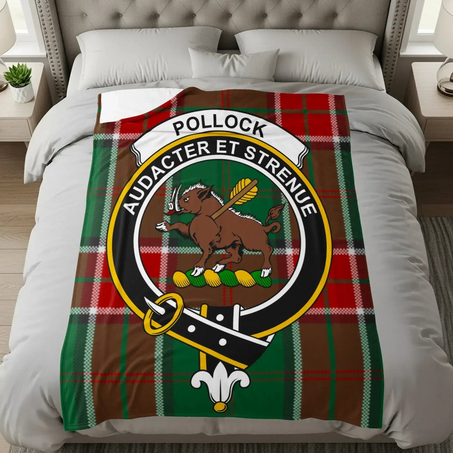 Pollock Clan Crest Tartan Design Bedding Blanket product