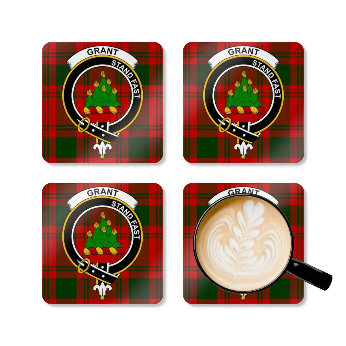 Scottish Clan Grant Stand Fast Tartan Coaster Set product type