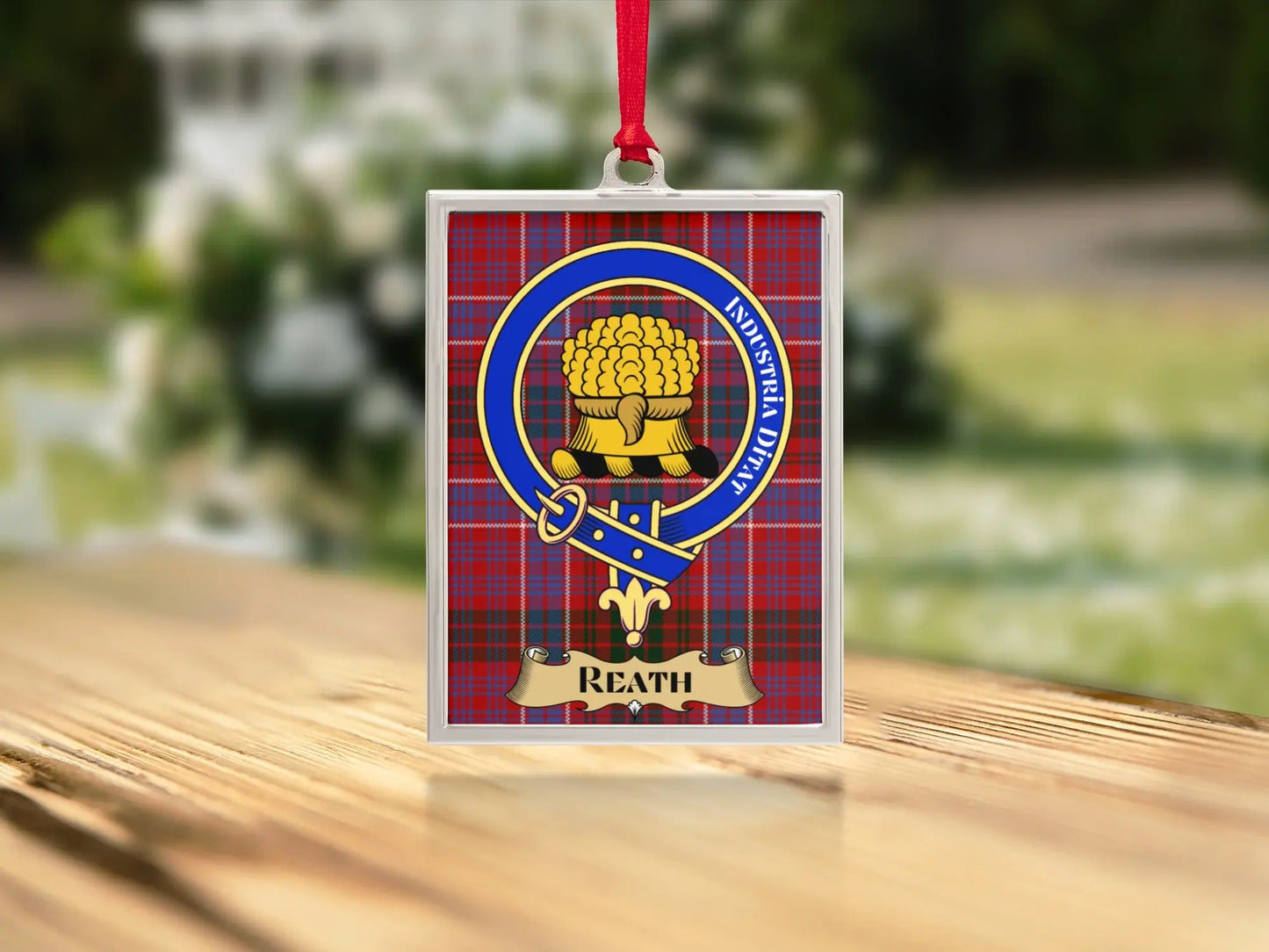 Family Crest Tartan Plaid Reath Ribbon Ornament product