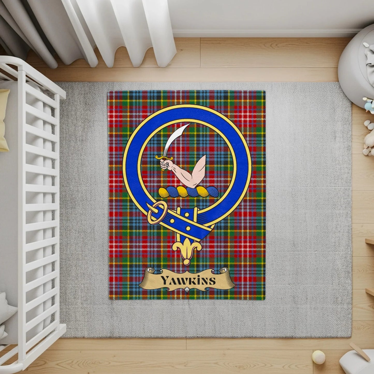 Clan Yawkins Crest Plaid Design Area Rug product