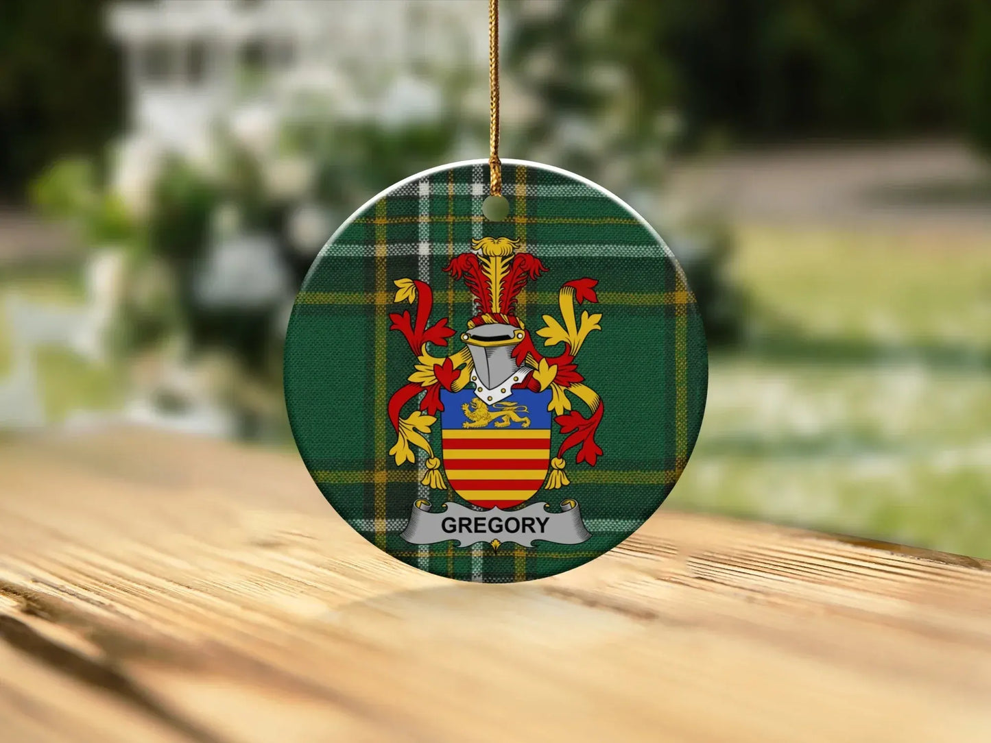 Personalized Family Crest Green Plaid Christmas product