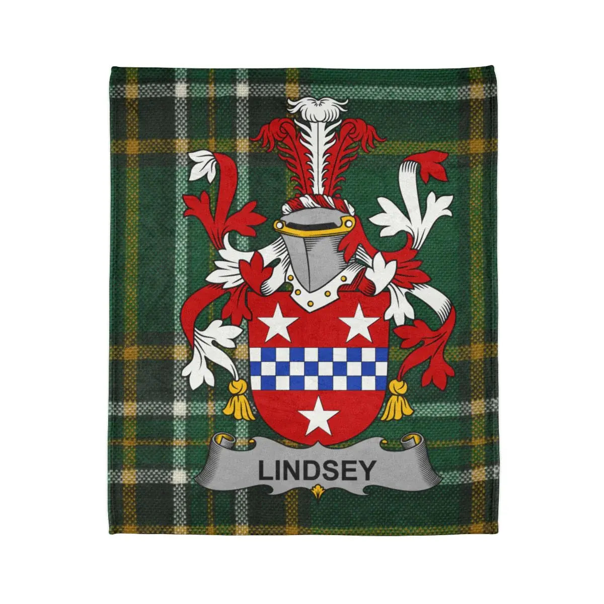 Lindsey Family Crest Green Tartan Pattern Blanket product