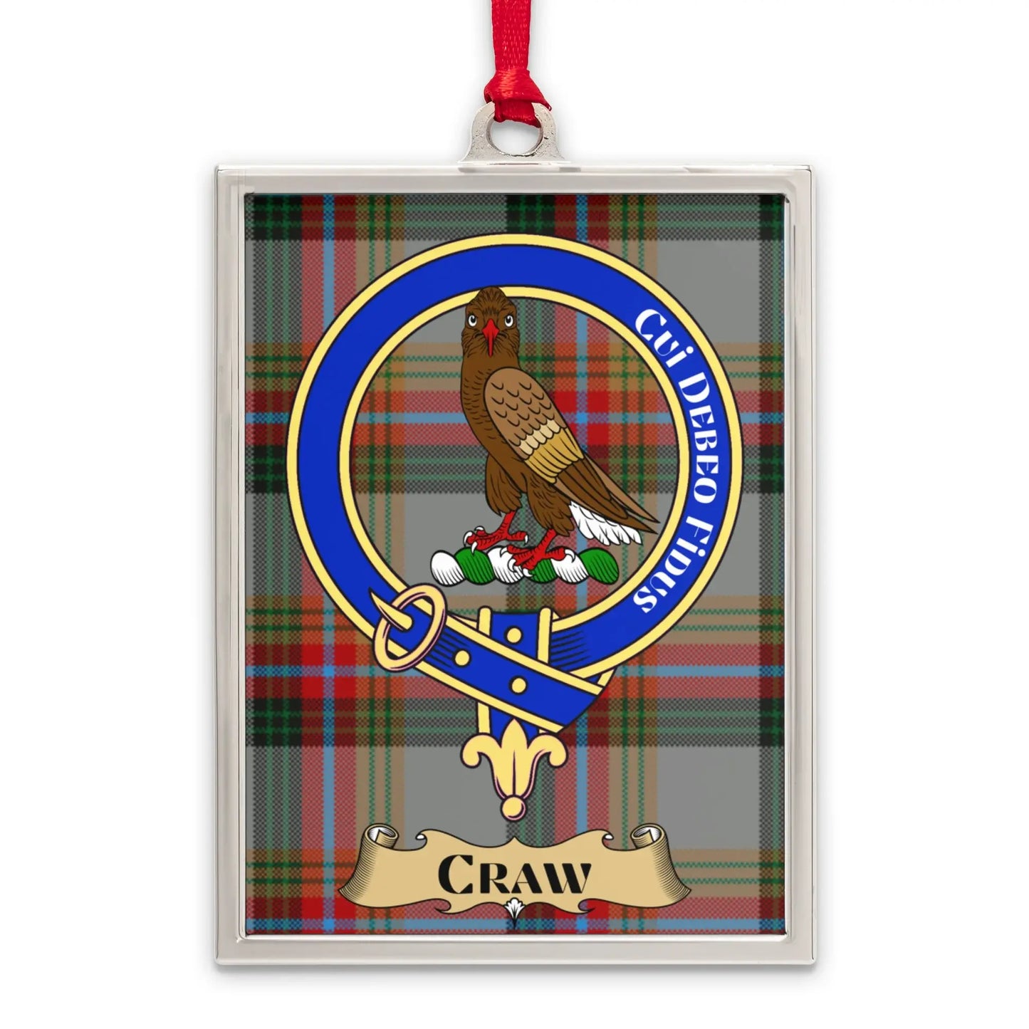 Craw Family Crest Plaid Pattern Ornament product type