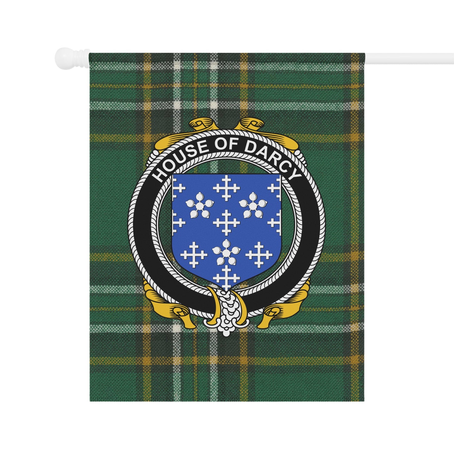 House of Darcy Green Plaid with Crest banner