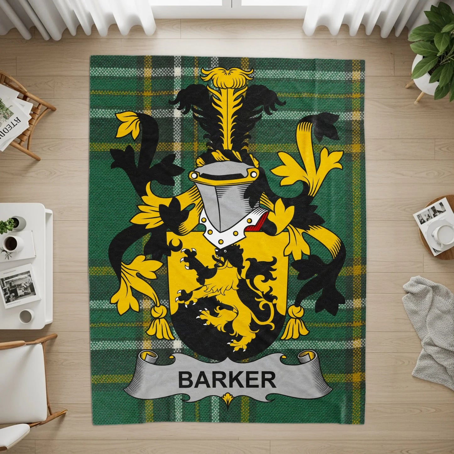 Custom Family Crest Plaid Tartan Personalized Rug product