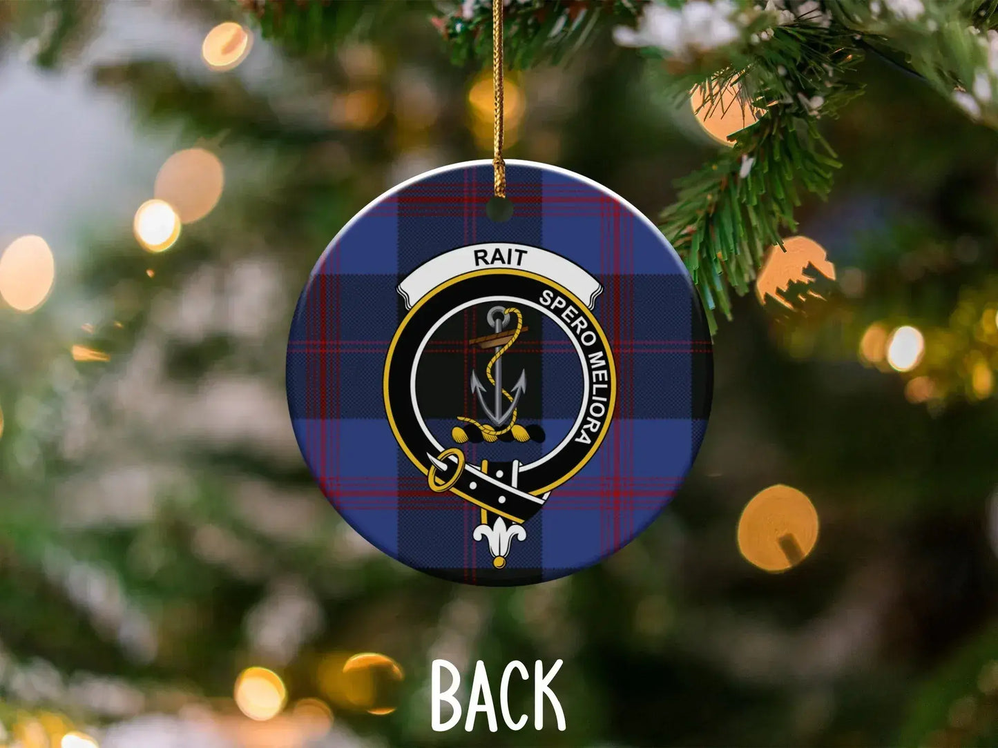 Spero Meliora Plaid Pattern Holiday Ornament product type