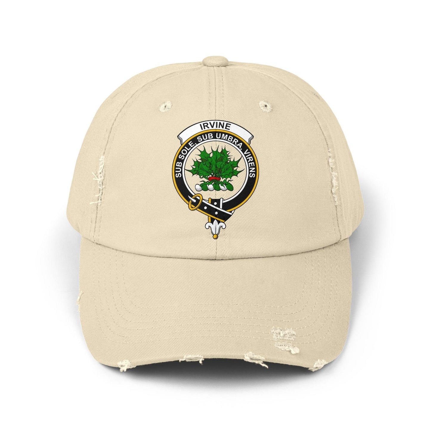 Irvine Clan Crest Embroidered Distressed Baseball Cap - Celtic Ancestry Gifts