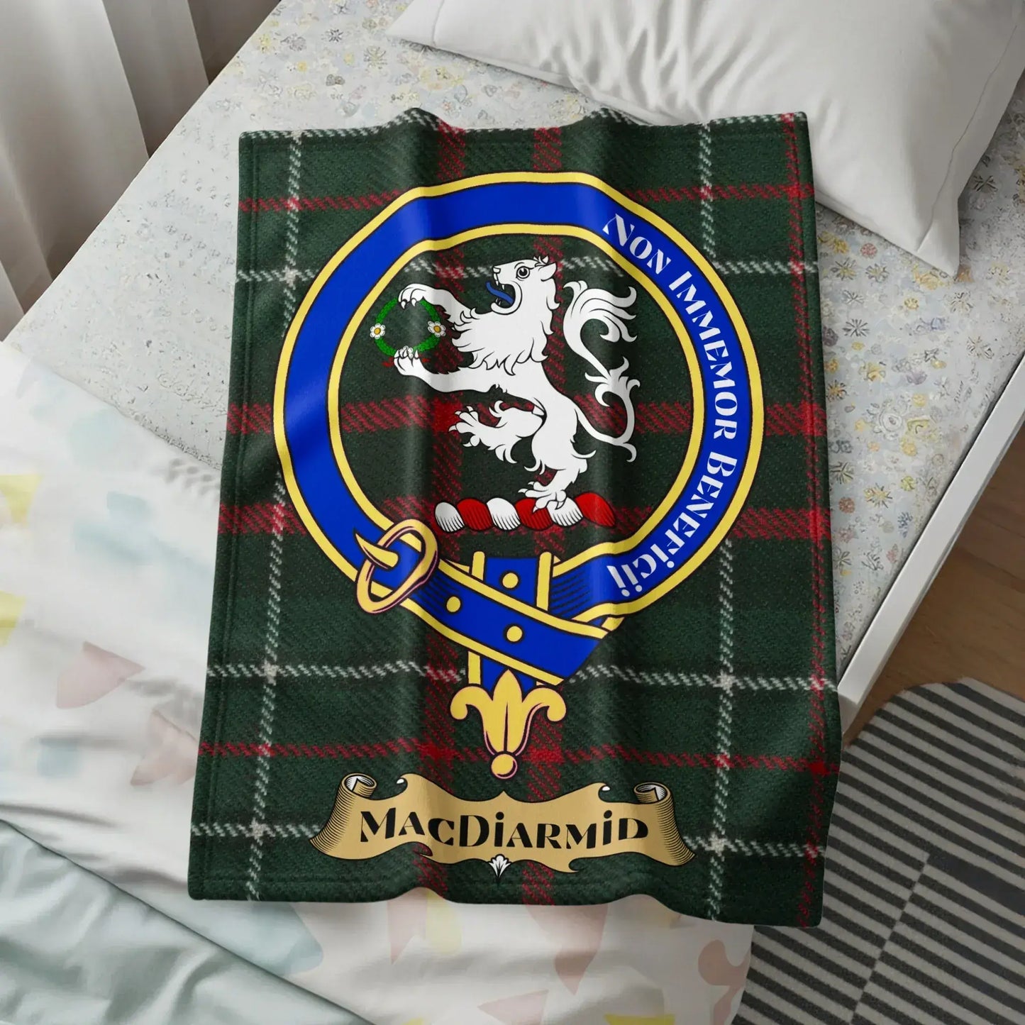 MacDiarmid Tartan Blanket with Family Crest product