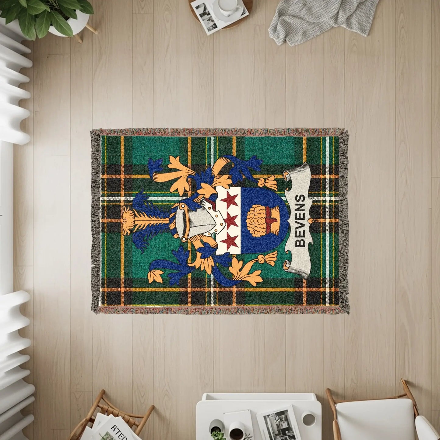 Bevens Crest Green Plaid Woven Throw Blanket product type