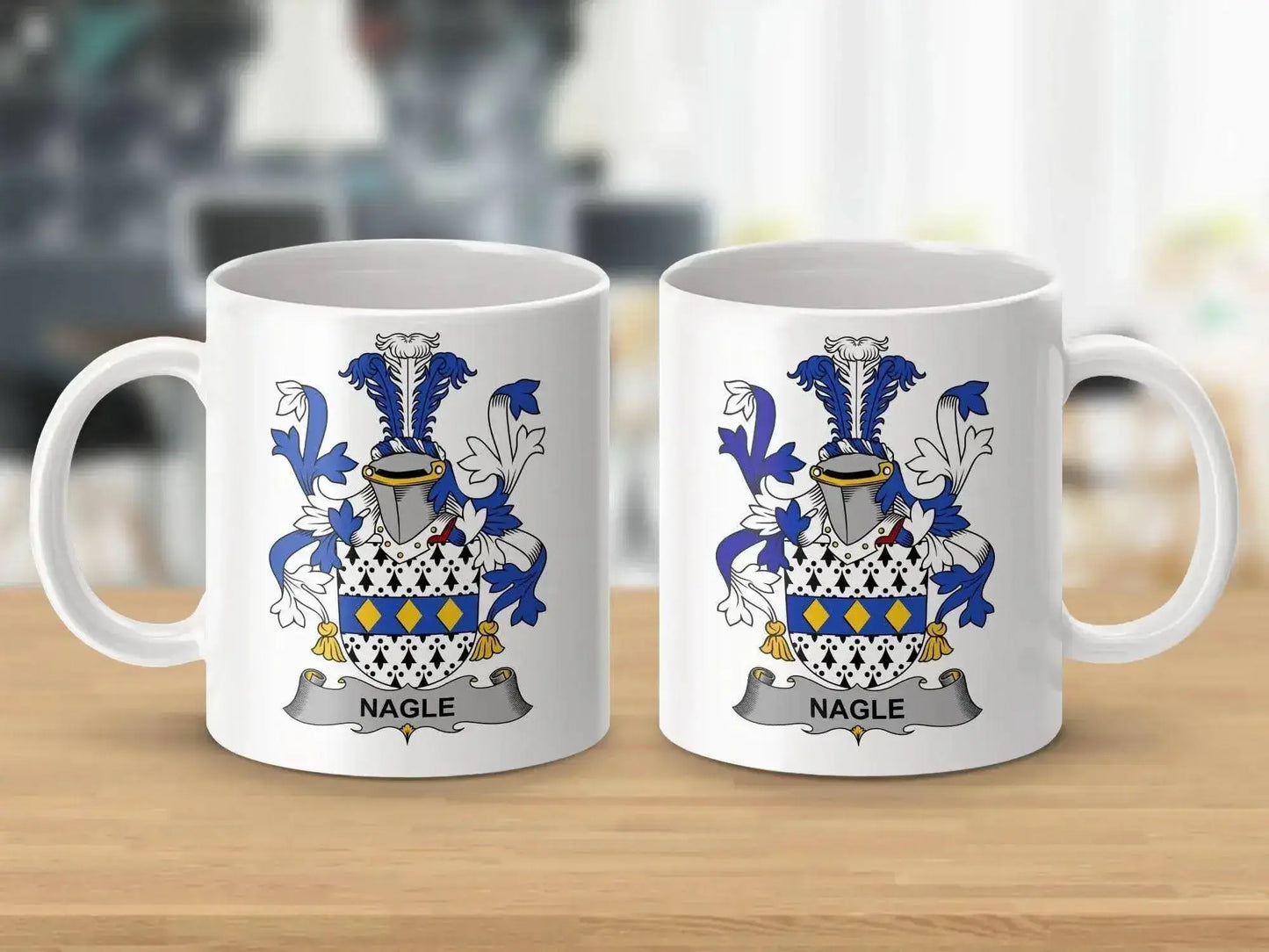 Nagle Family Crest Coat of Arms Emblem Mug - Celtic Ancestry Gifts