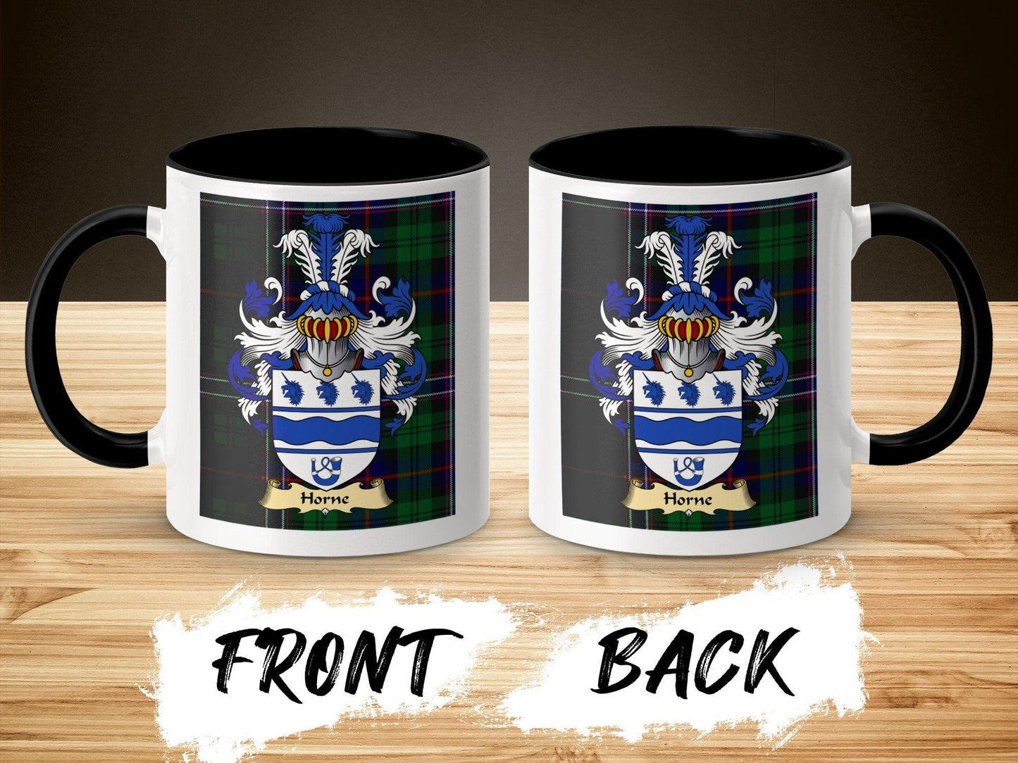 Horne Clan Surname Coat Of Arms Scottish Mug - Celtic Ancestry Gifts