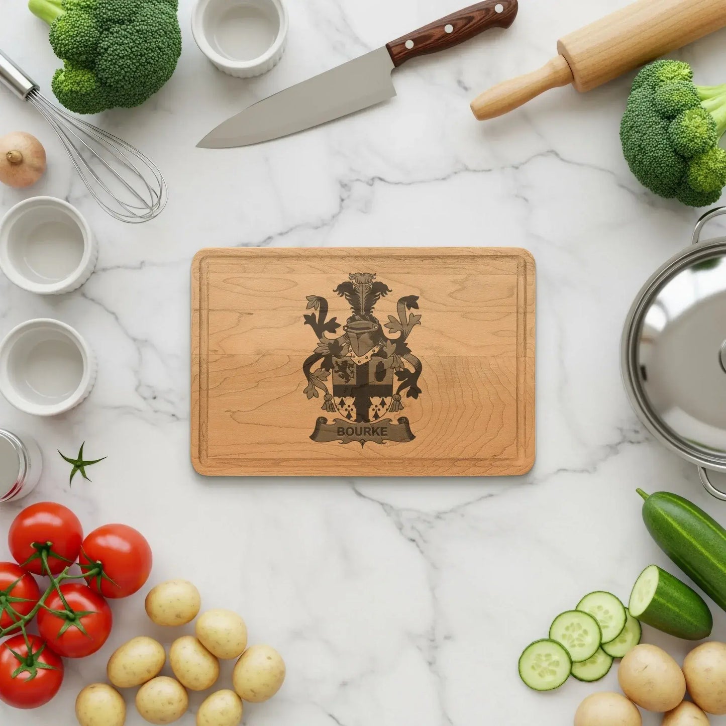 Personalized Engraved Family Crest Cutting Board product type