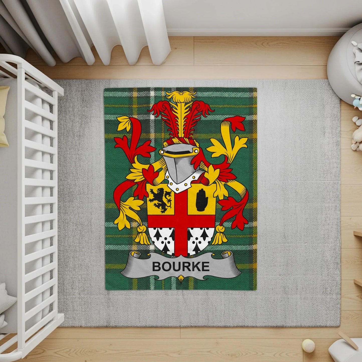 Custom Bourke Family Crest Designed Area Rug product