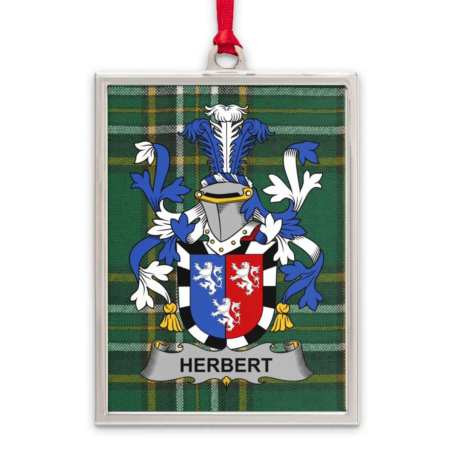 Herbert Family Crest Plaid Design Hanging Ornament product type