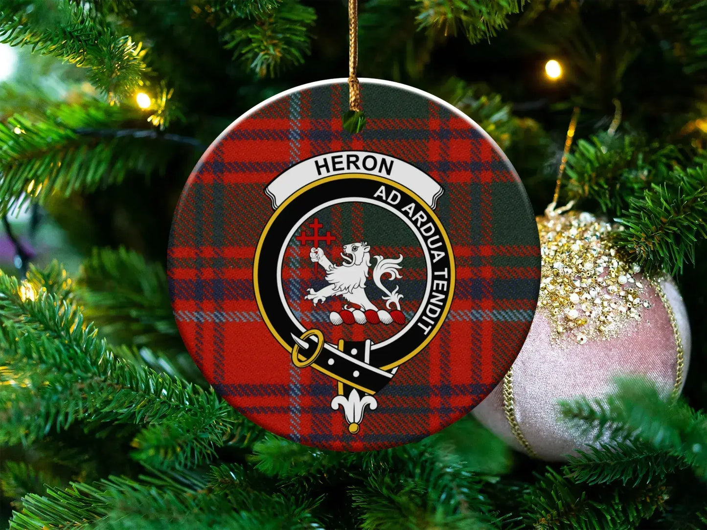 Heron Clan Tartan Christmas Ornament product