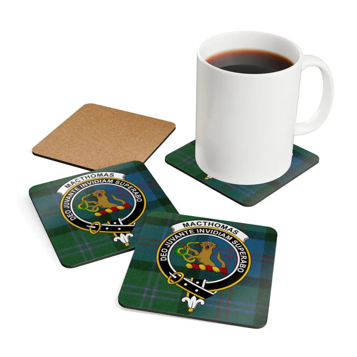 Clan MacThomas Scottish Tartan Clan Badge Coasters product type