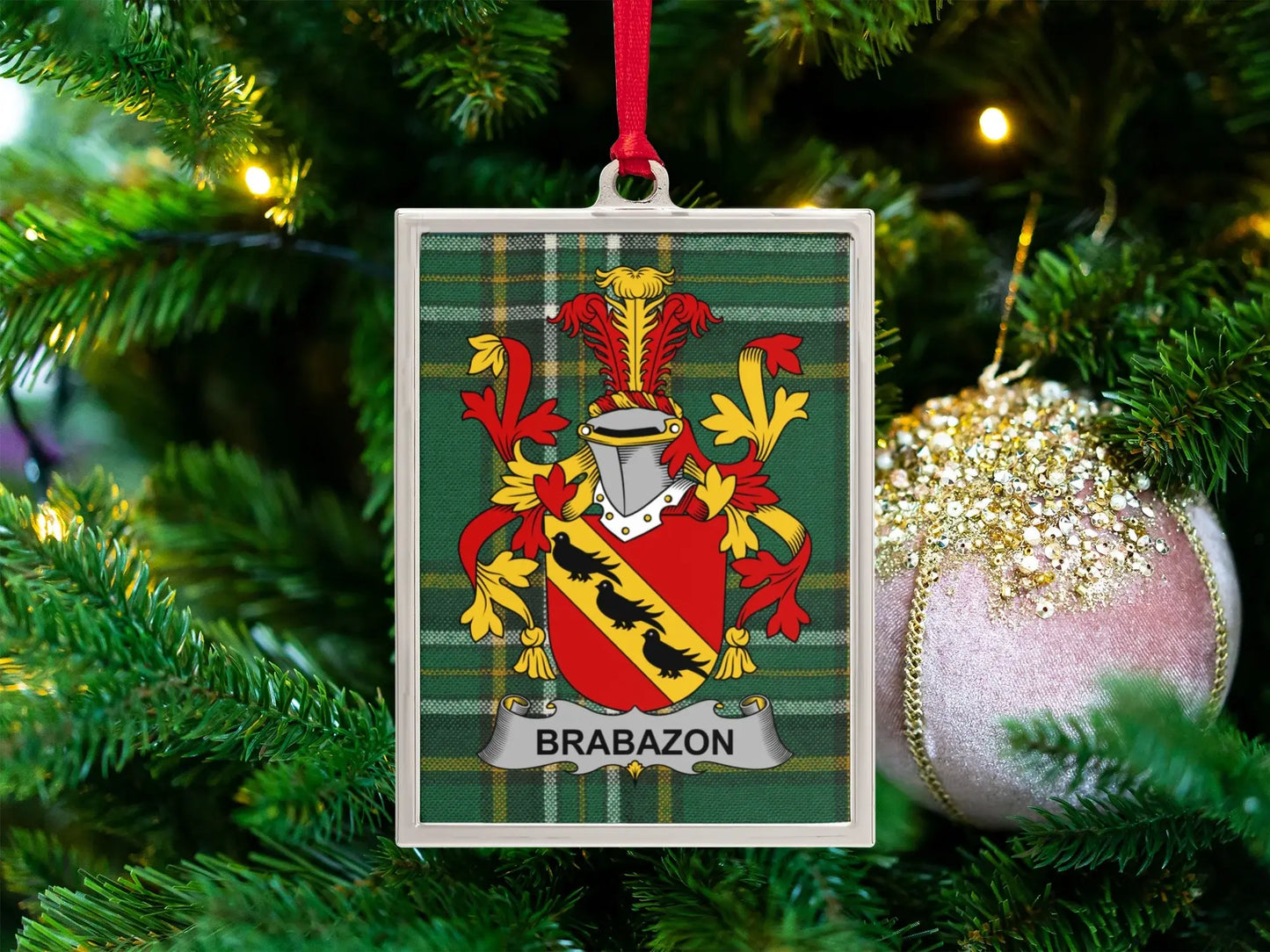 Brabazon Coat Of Arms Irish Tartan Christmas Ornament