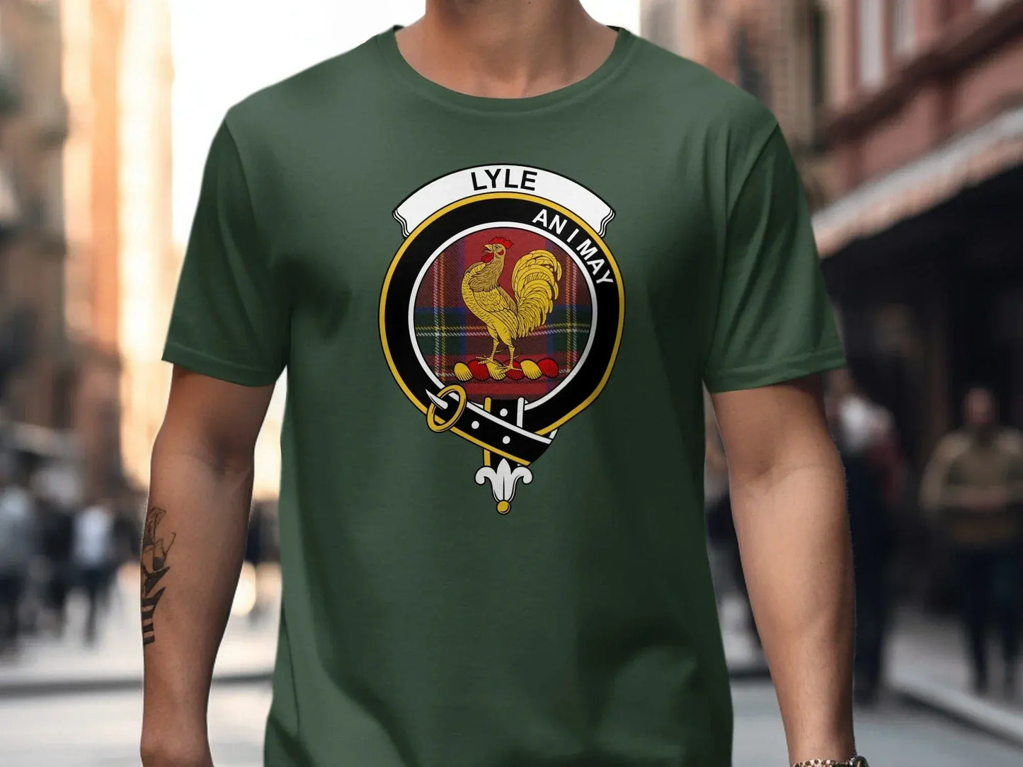 Lyle An I May Crest Design on T-shirt product