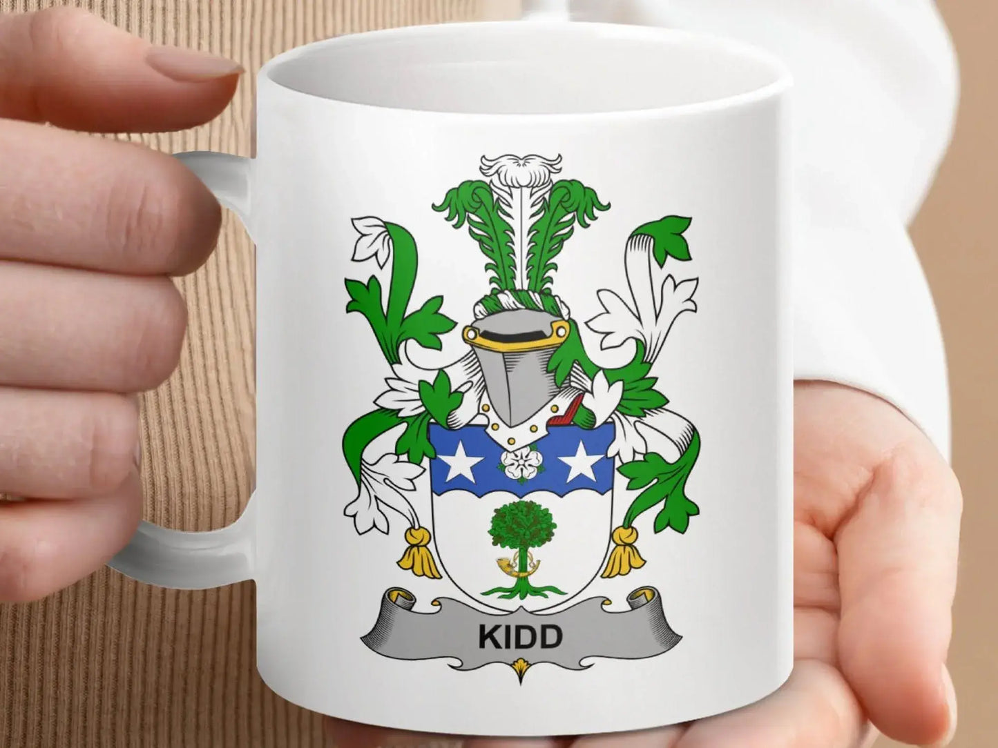 Kidd Irish Coat Arms Surname Family Crest Gift Mug - Celtic Ancestry Gifts
