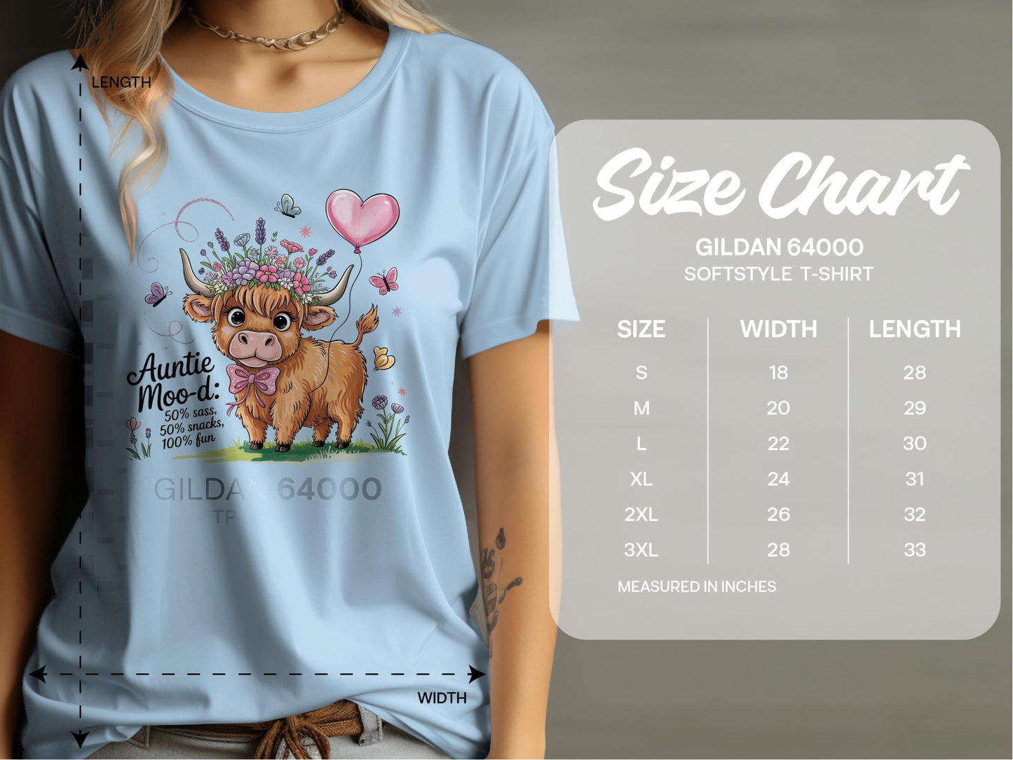 Cute Auntie Moo Highland Cow Graphic T-Shirt product type