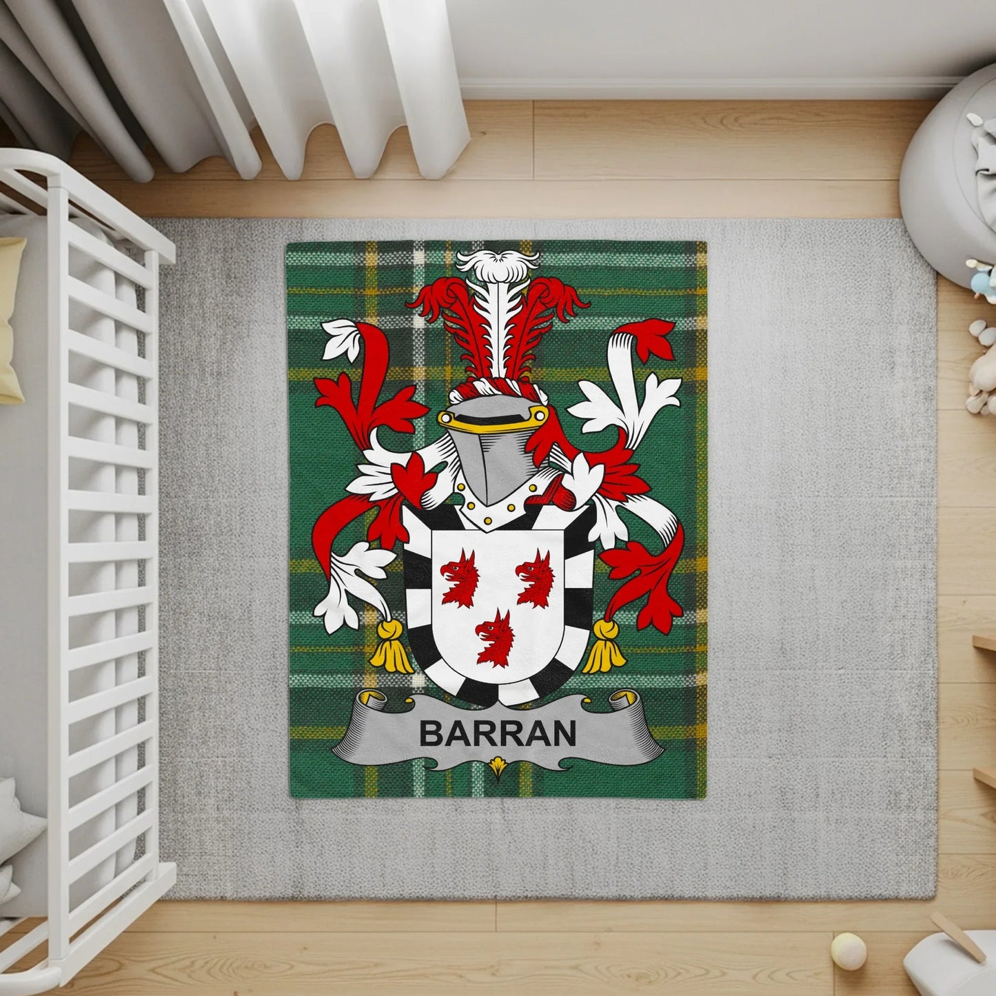 Green and Red Plaid Family Crest with Shield Mat product