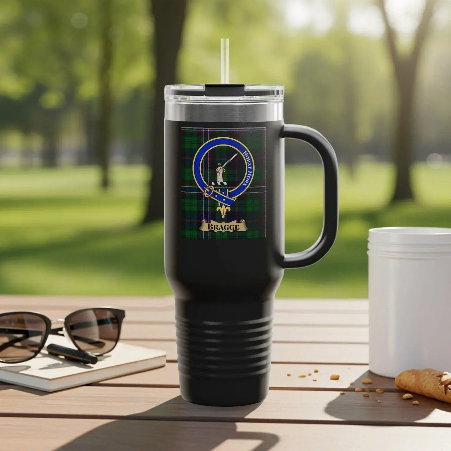 Stylish Black Travel Mug with Celtic Emblem product type
