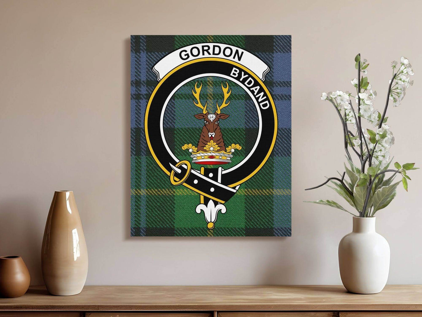 Gordon Scottish Tartan Crest Canvas - Celtic Ancestry Gifts