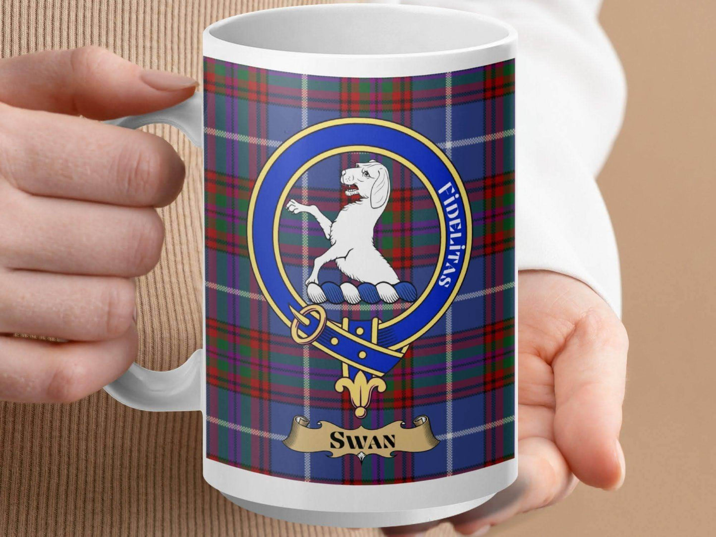 Scottish Tartan Plaid Swan Crest Design Mug product type
