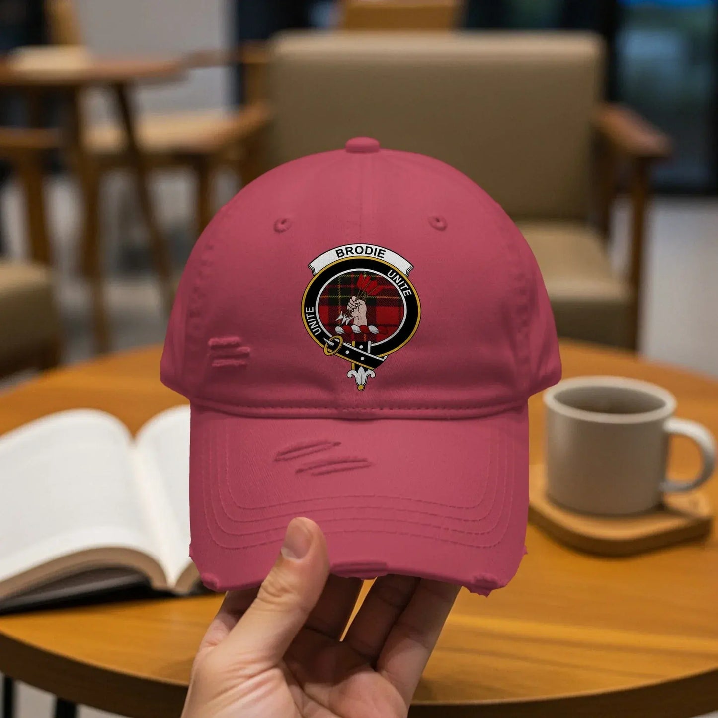 Vintage Red Distressed Look Custom Logo Baseball Cap product
